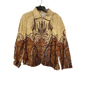 Coldwater Creek Womens Embroidered Jacket 1X Multicolor Full Zip Cotton/Polyeste